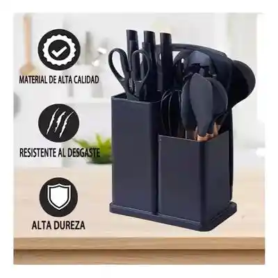 Set 19 Utensilios De Cocina En Silicona Con Tabla De Picar