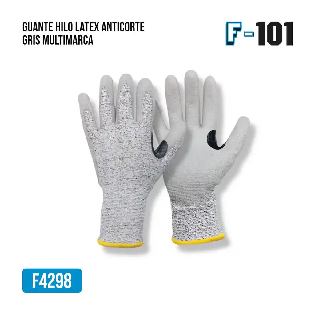 Guante Hilo Latex Anticorte Gris