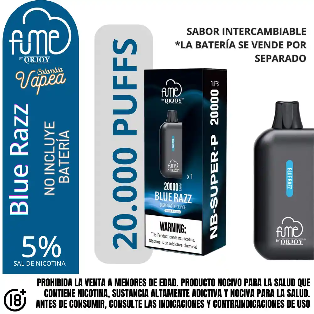 Pod Fume Blue Razz 20000 Puffs 5%