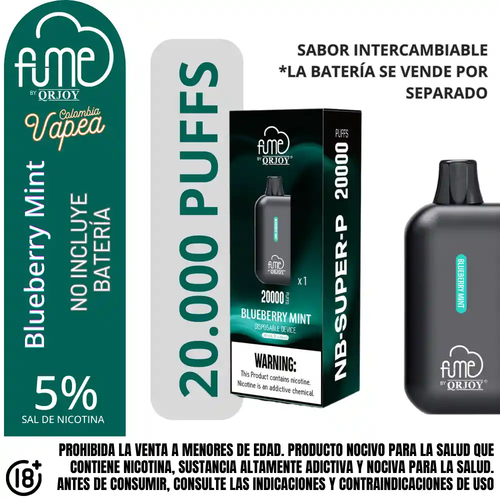 Pod Fume Blueberry Mint 20000 Puffs 5%