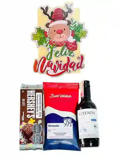 Ancheta De Navidad Regalo Deliacias Para El Alma Con Vino, Café Y Galletas - Regalo De Aguinaldos - Feliz Año Nuevo - Ancheta De Navidad - Ref 18