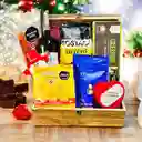 Ancheta De Navidad Baul Regalo Destellos De Navidad Con Vino, Queso, Galletas Y Mas - Regalo De Aguinaldos - Feliz Año Nuevo - Ancheta De Navidad - Ref 21