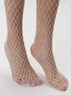 Medias Malla Red Pantimedias Mujer Sexy Lencería Distfraz Halloween Moda Gotica Blanca