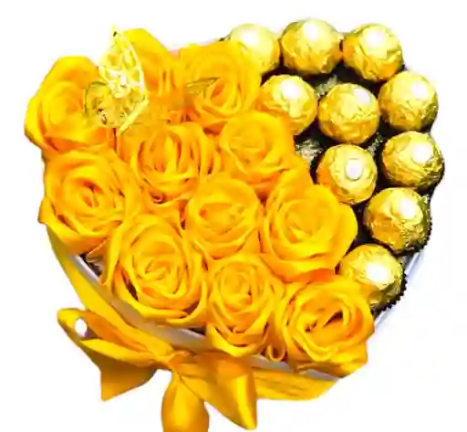 Rosas Eternas Amarillas Y Ferrero