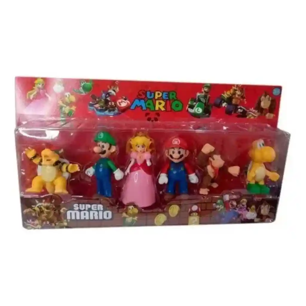 Set X 6 Figuras Muñecos Mario Bros Luigi Juguete Blister