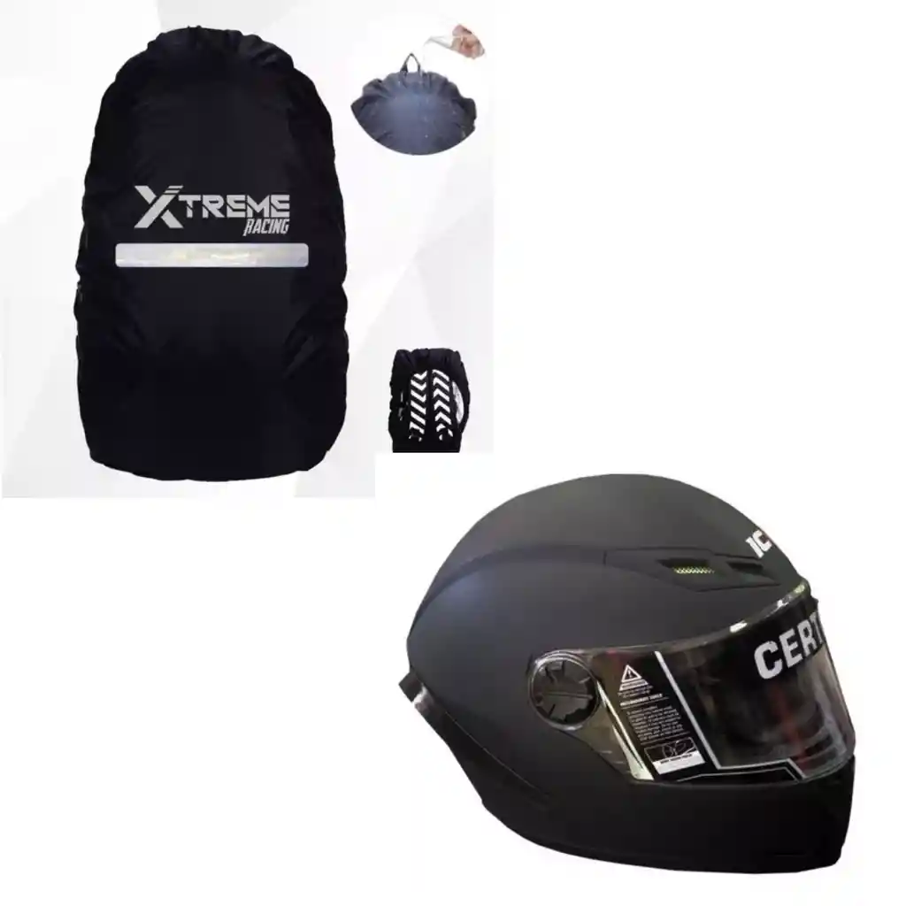 Combo Casco Para Motociclista Ich 3110 + Forro Maleta