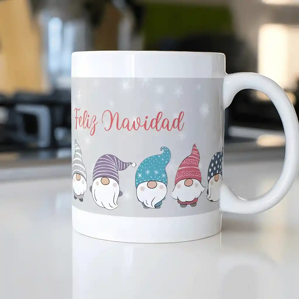 Mug Diseño Navidad Gnomos 11 Oz.