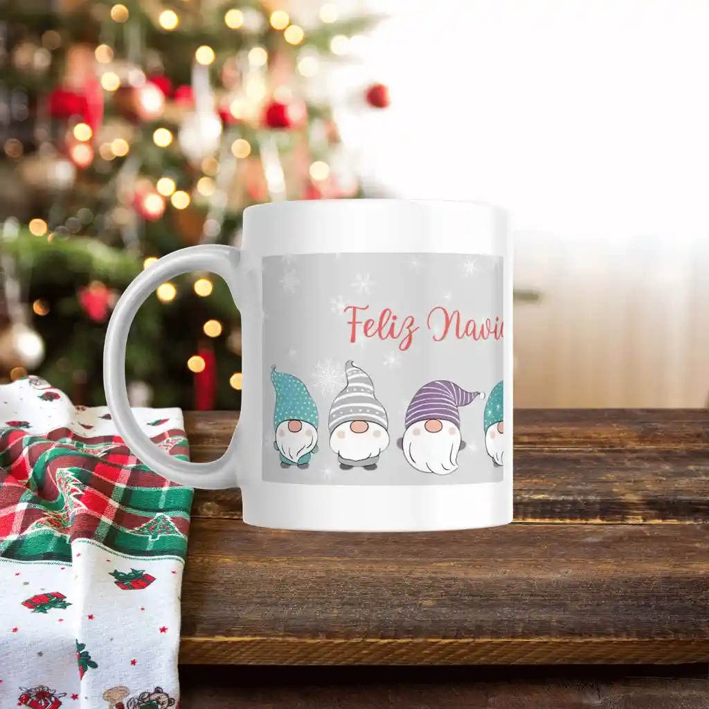 Mug Diseño Navidad Gnomos 11 Oz.