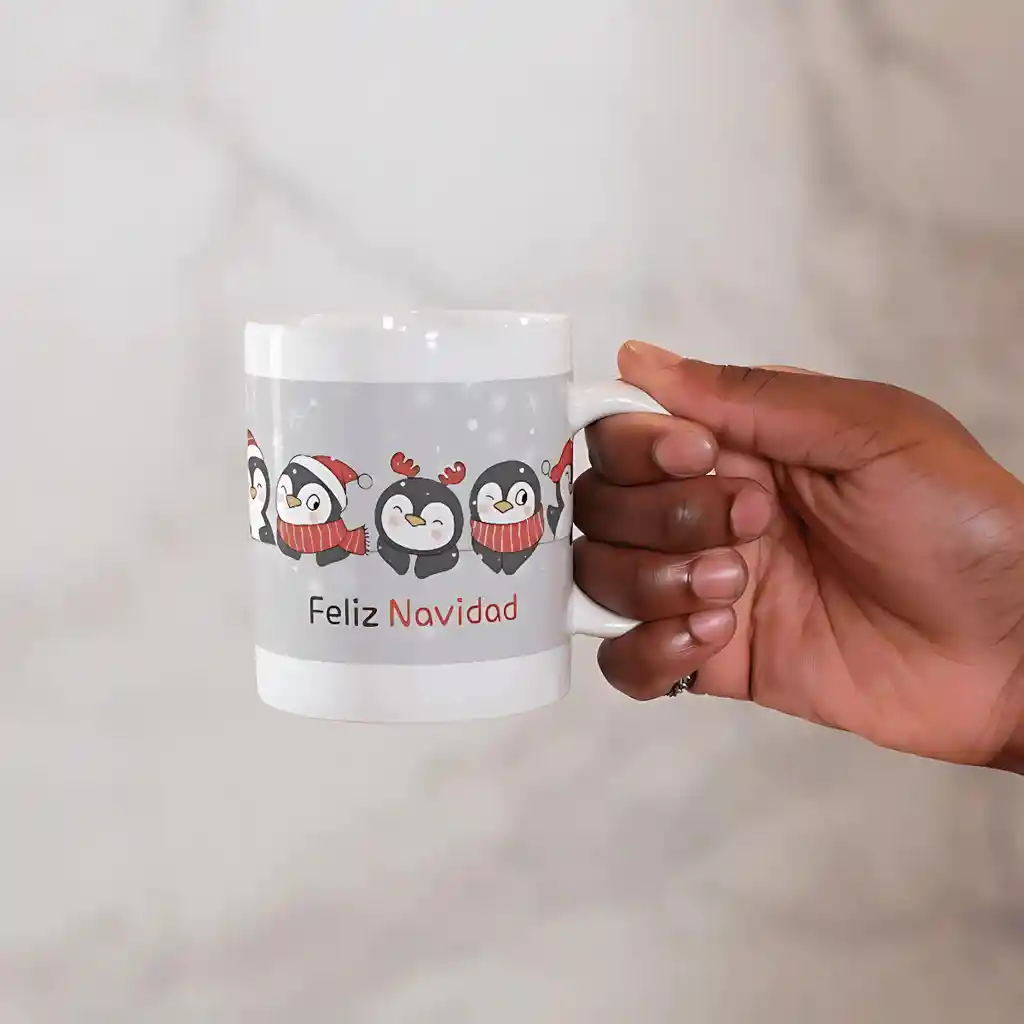 Mug Diseño Navidad Pingüinos 11 Oz.