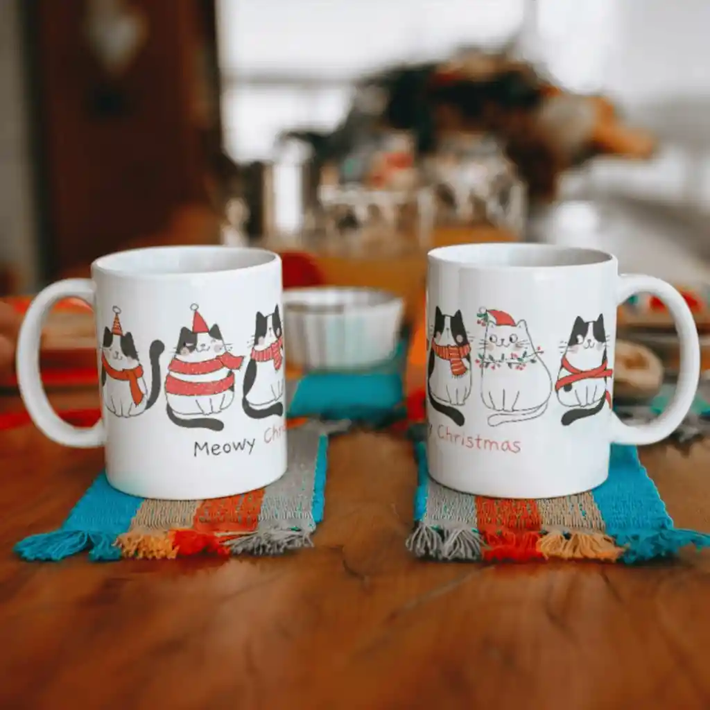 Mug Diseño Navidad Gatos 11 Oz.