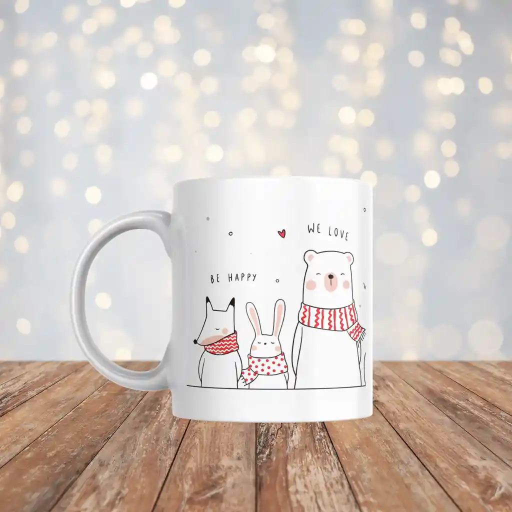 Mug Diseño Navidad Animales Del Polo Norte 11 Oz.