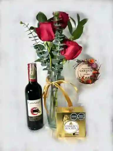 Rosas En Solitario Con Vino Gato Negro Una Noche Especial