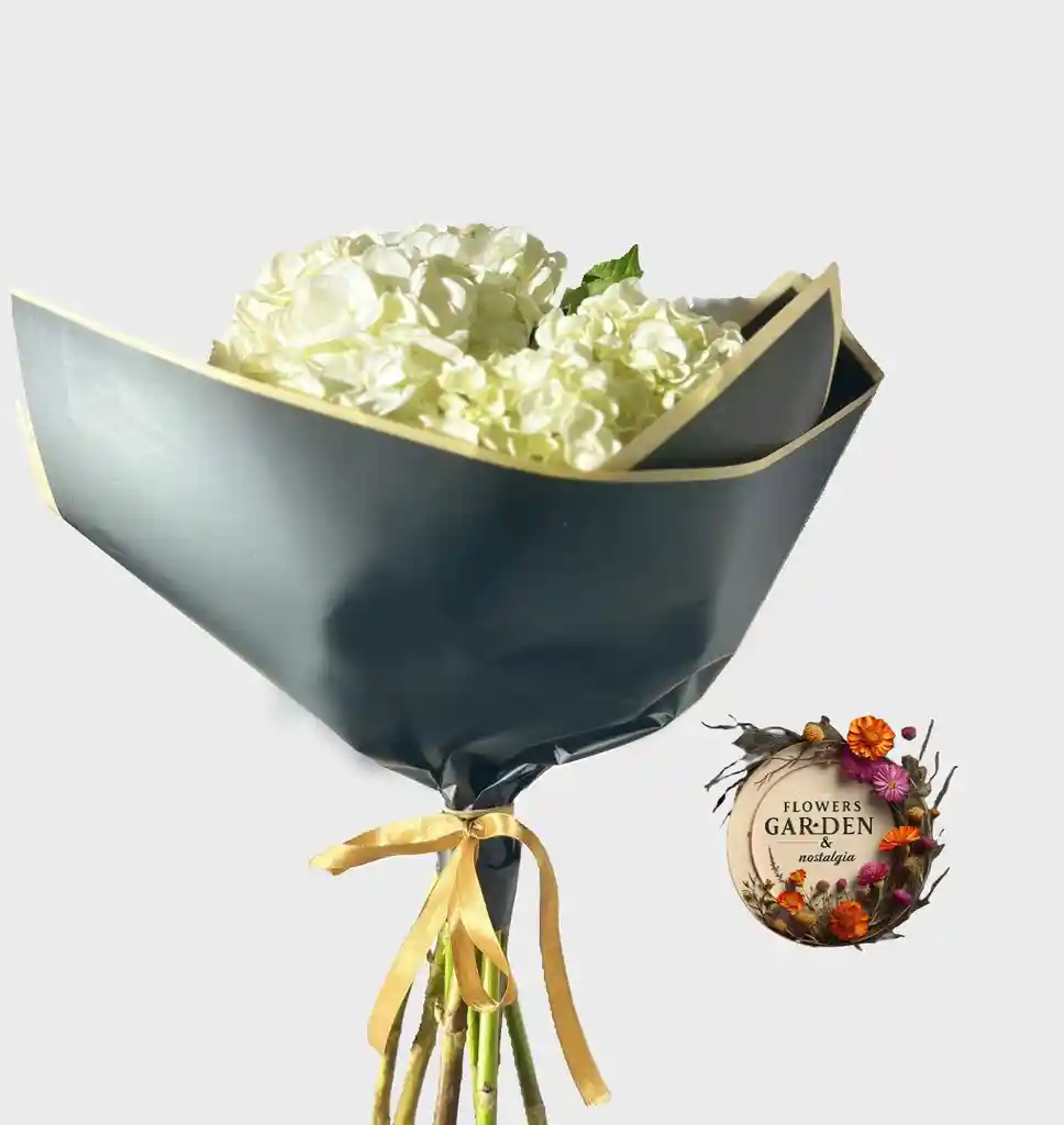 Hortensias En Bouquet Blanca Armonía