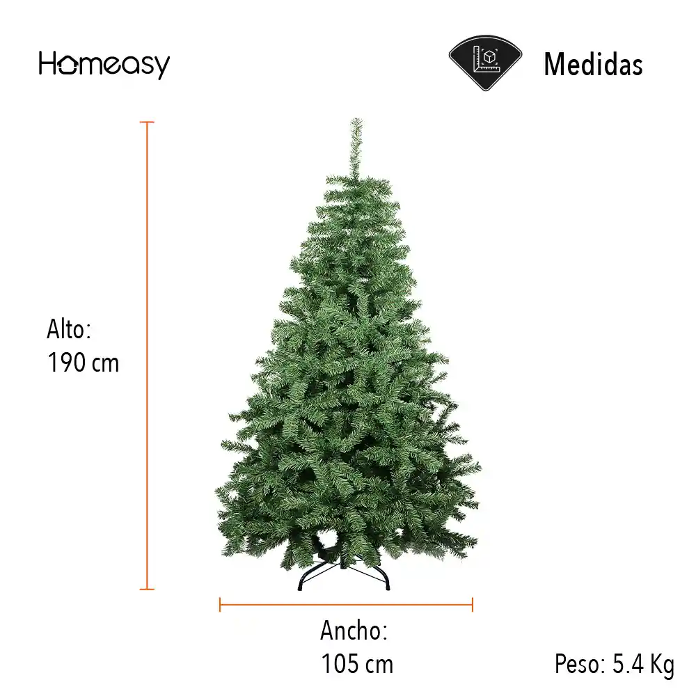 Árbol Artificial De Navidad Verde 1.90m