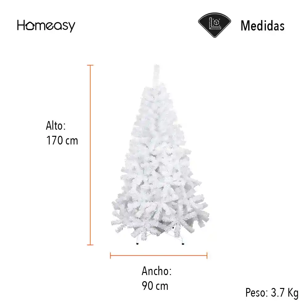 Árbol Artificial De Navidad Blanco 1.70m