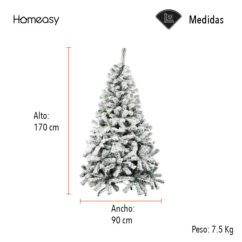 Árbol Artificial De Navidad Nevado 1.70m