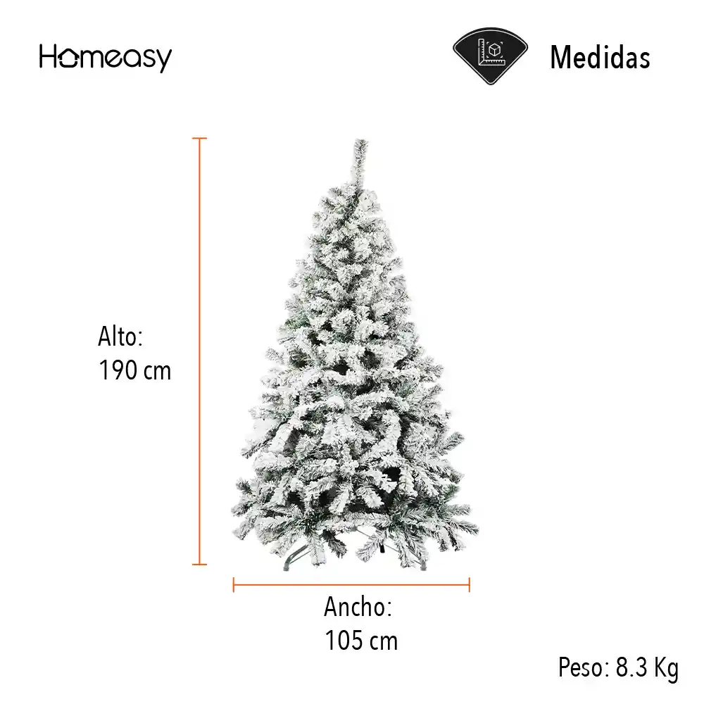 Árbol Artificial De Navidad Nevado 1.90m