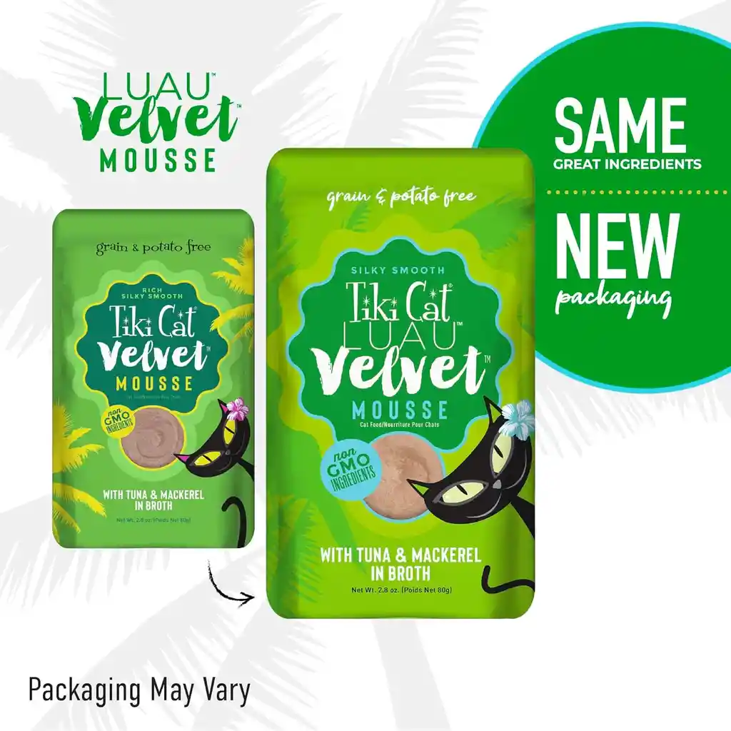 Alimento Tiki Cat Luau Velvet Mousse Atun Y Caballa En Caldo 80gr Pouch