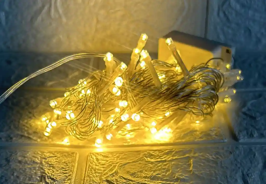 Luces De Navidad Lineal X100 Led Calida Sin Continuacion Cable Transparente