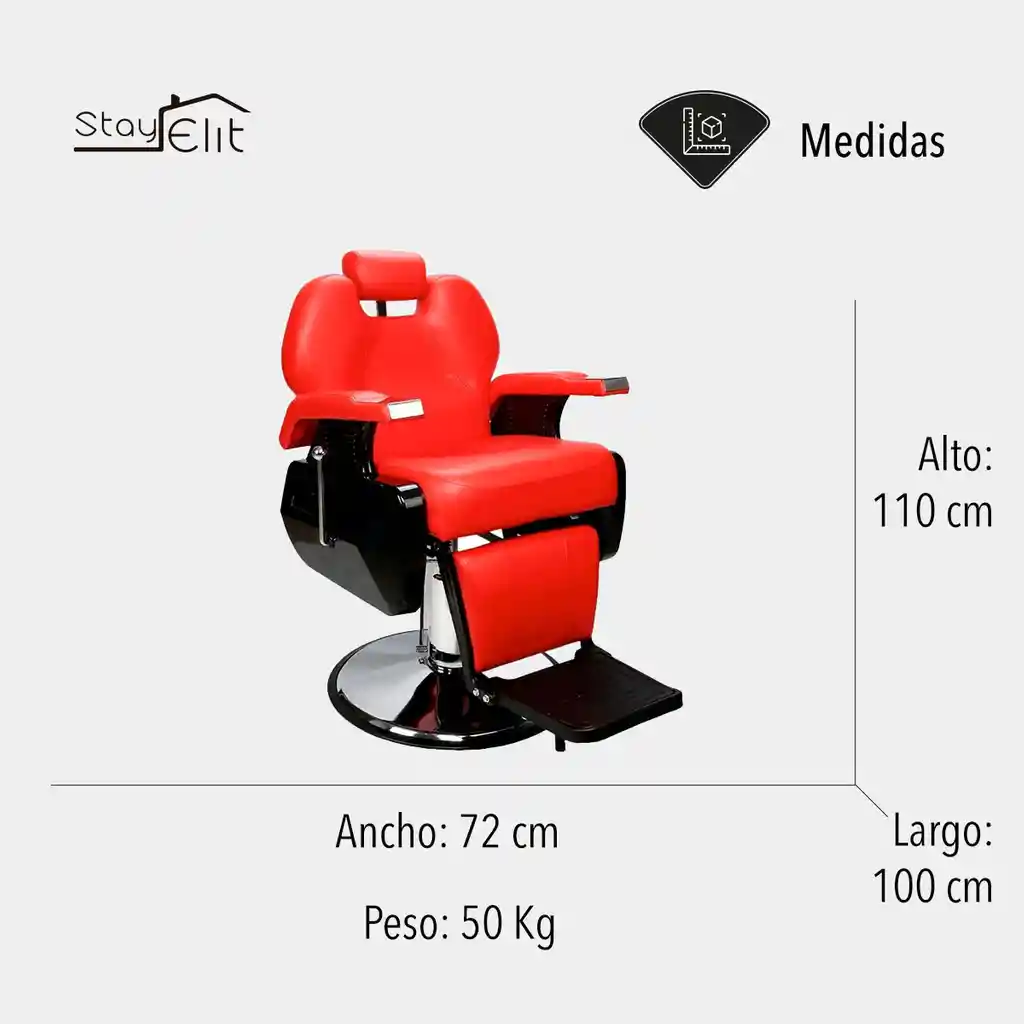 Silla Para Barbería Color Rojo