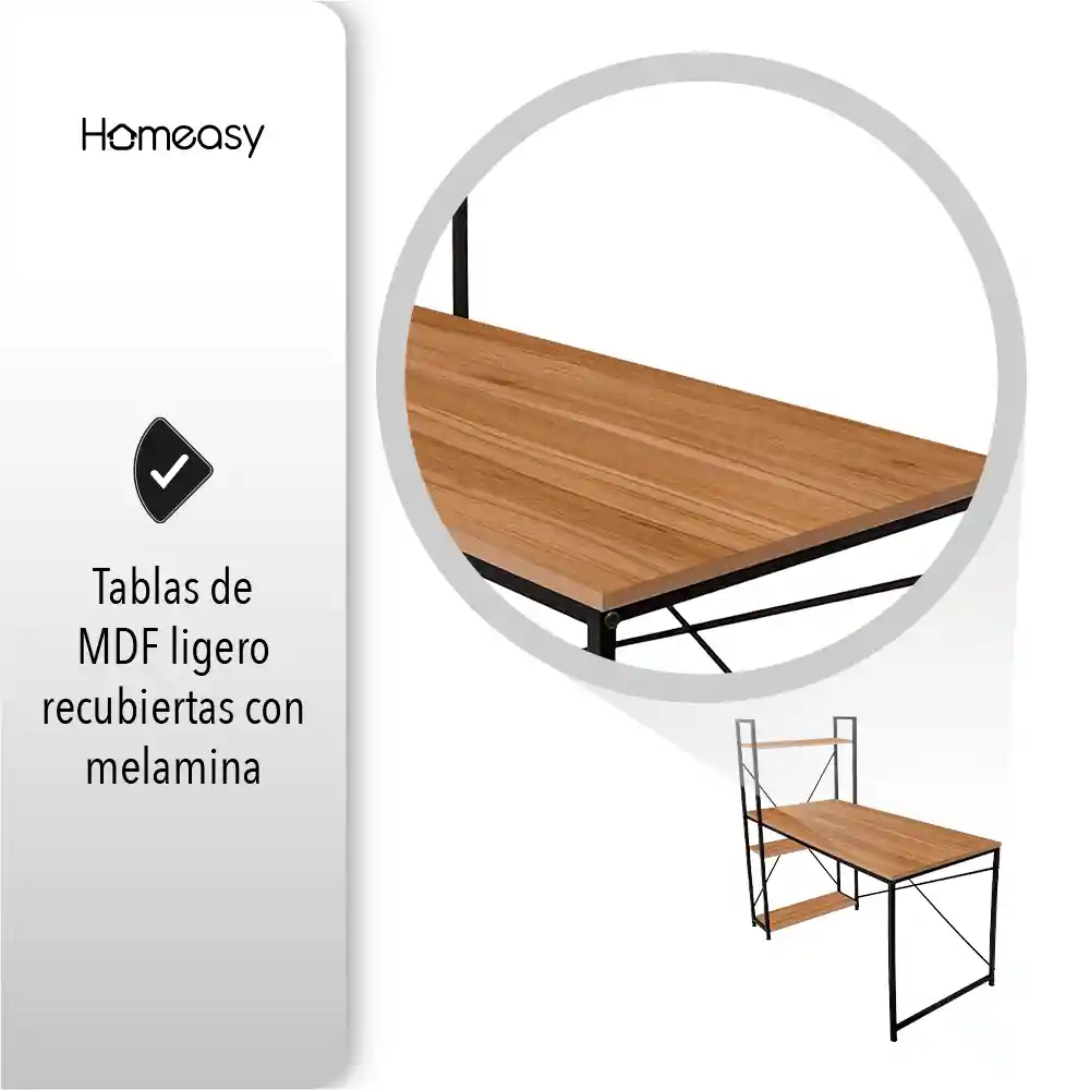 Escritorio Home Office De Melamina Con Repisa 1.2m