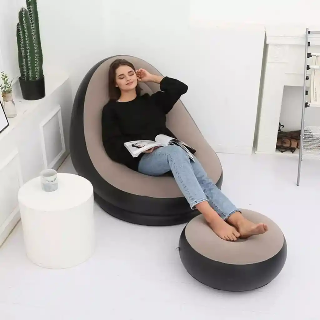 Sillon Puff Silla Inflable Reposa Pies Reclinable Portatil