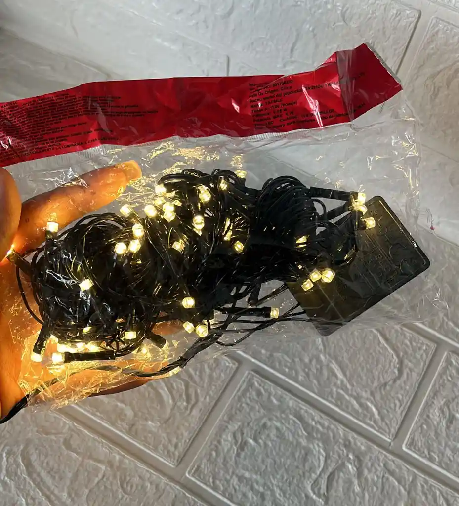 Luces De Navidad Lineal X100 Led Calida Sin Continuacion Cable Verde