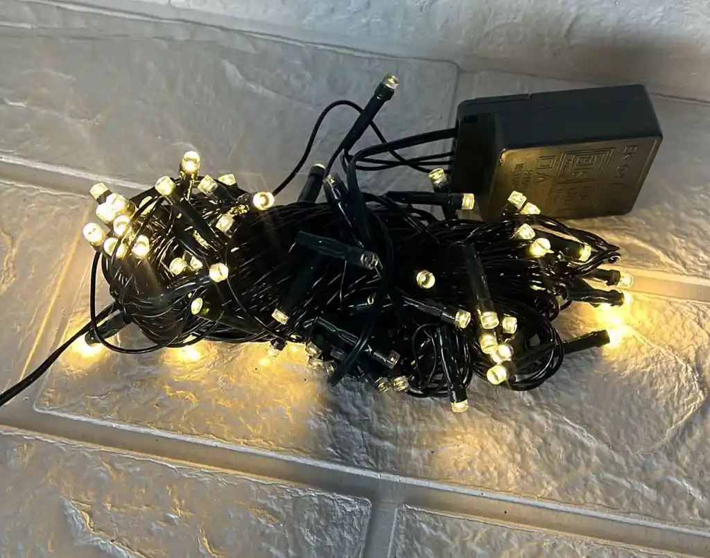 Luces De Navidad Lineal X100 Led Calida Sin Continuacion Cable Verde