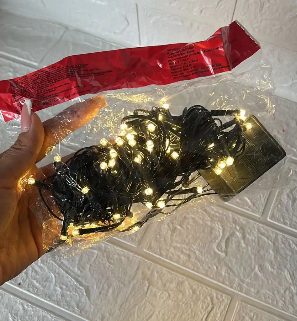 Luces De Navidad Lineal X100 Led Calida Sin Continuacion Cable Verde