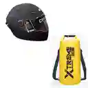 Combo Casco Para Motociclista Ich 501 + Drybag Amarilla