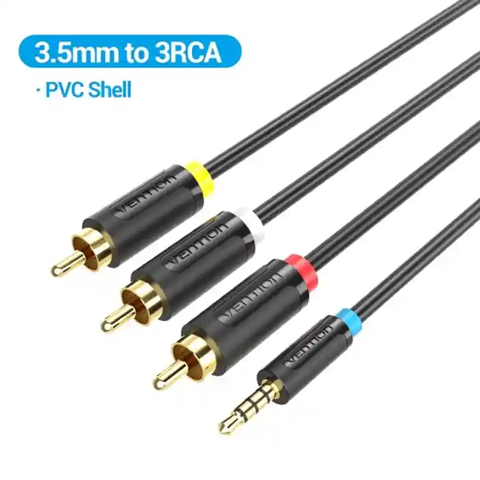 Cable De Audio Y Video 3.5mm A 3 Rca, 1.5 M, Alta Calidad
