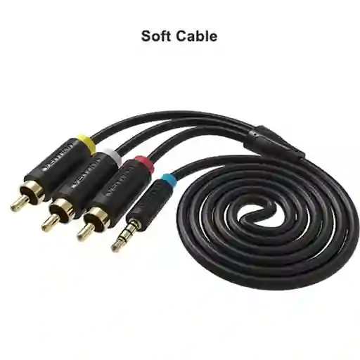 Cable De Audio Y Video 3.5mm A 3 Rca, 1.5 M, Alta Calidad
