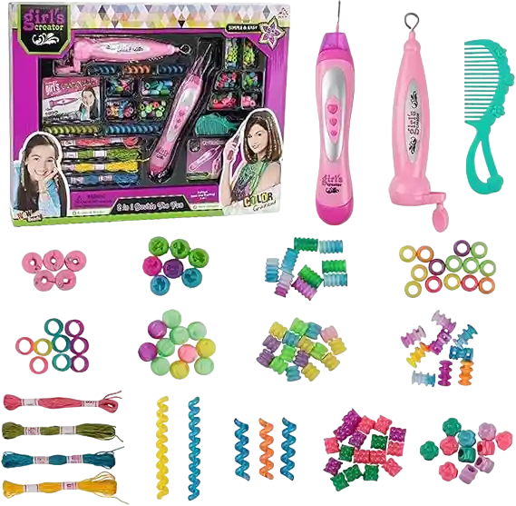 Juguete Kit De Peinados 2 En 1 Accesorios Decoración Niñas Chaquiras Cabello