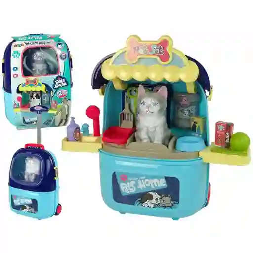 Juguete Maleta Set De Cuidados Para Mascotas 2 En 1 Con Gatico