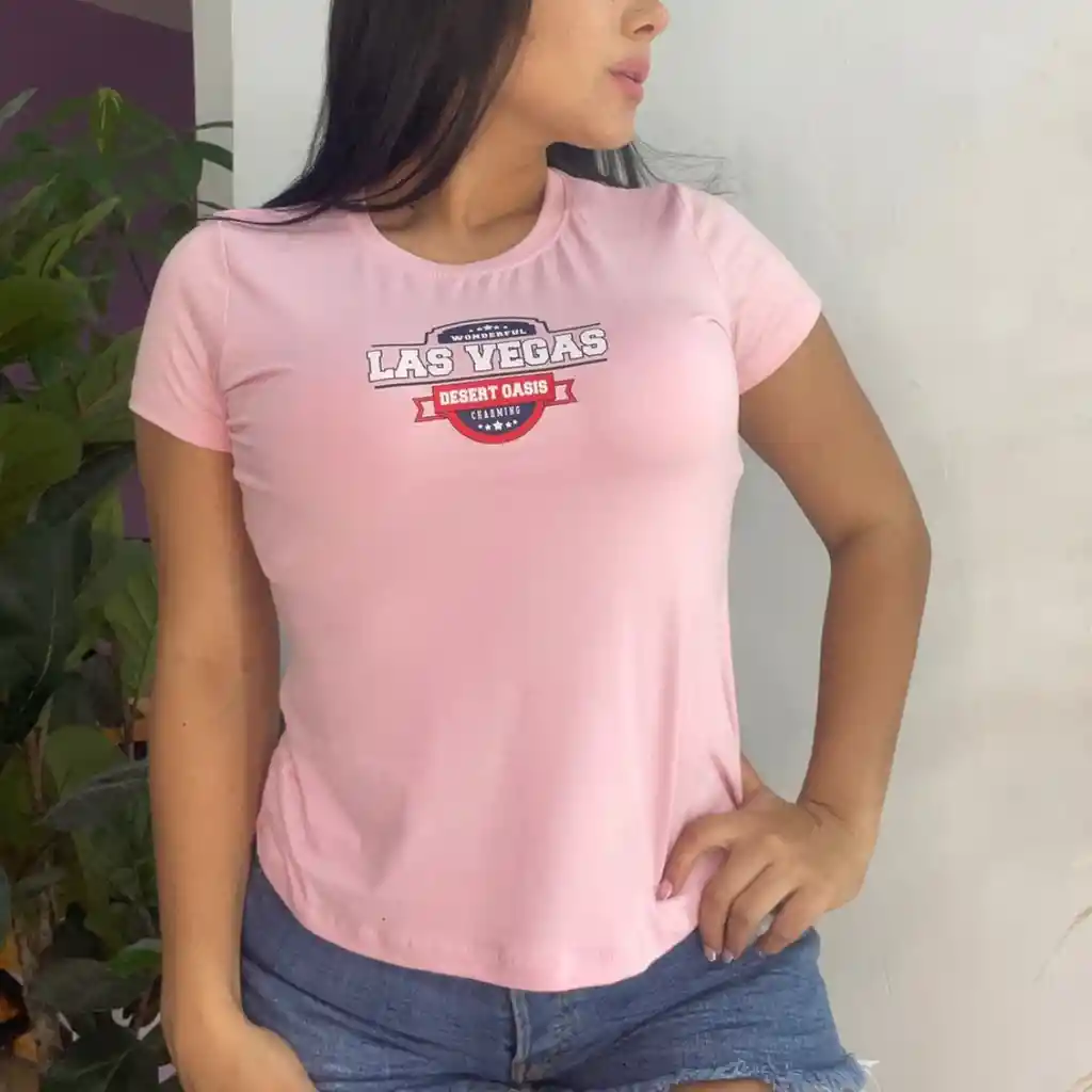 Camiseta Larga Las Vegas Rosada Talla Única