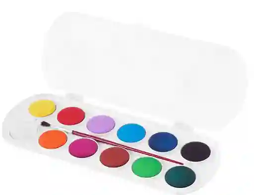 Pintura Acuarela Escolar En Estuche Y Caja Por X 12 Colores