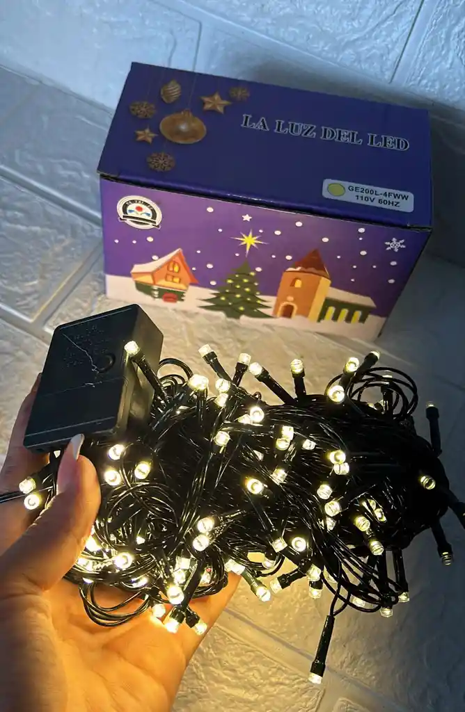 Luces De Navidad Lineal X200 Led Calida Sin Continuacion Cable Verde