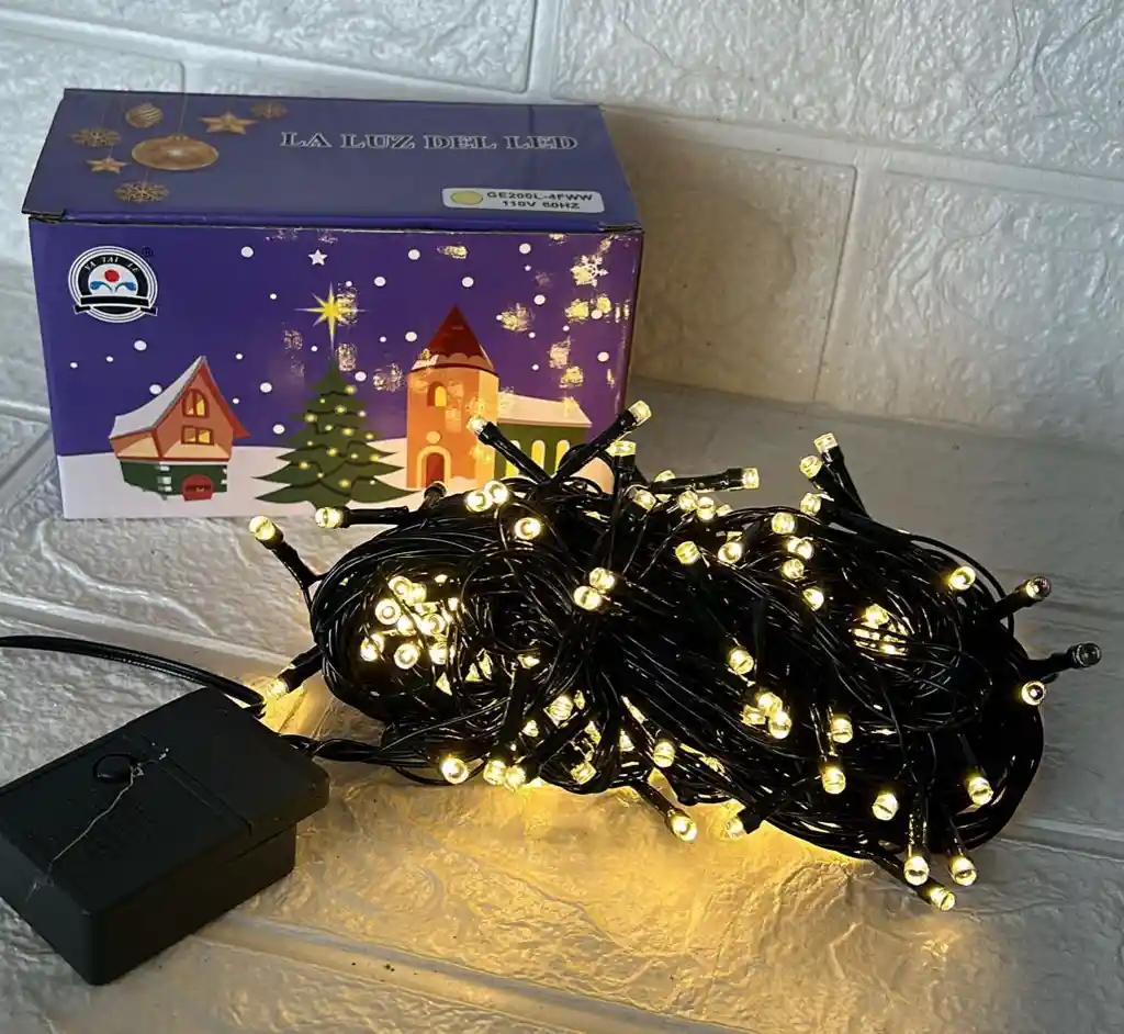 Luces De Navidad Lineal X200 Led Calida Sin Continuacion Cable Verde