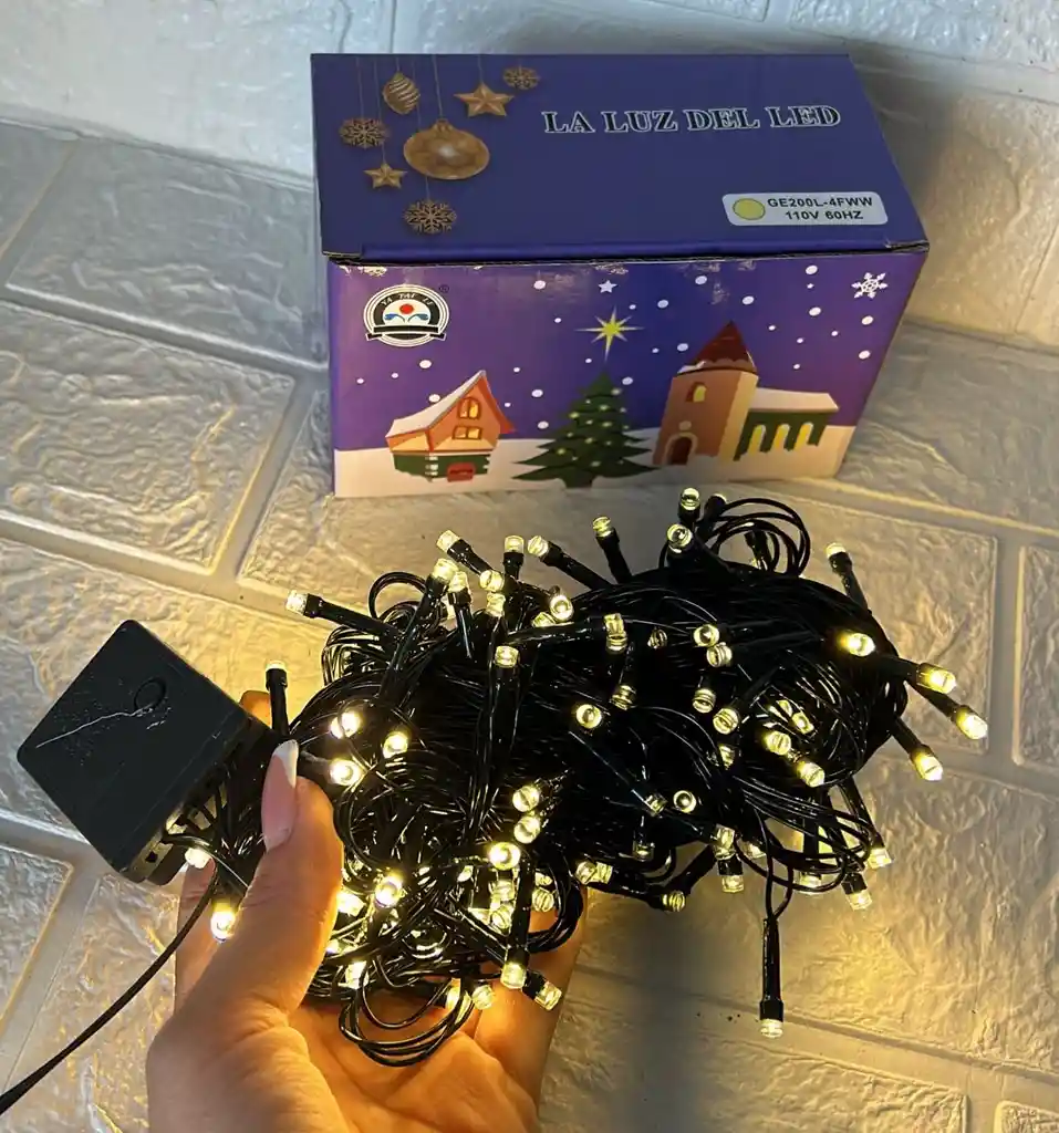 Luces De Navidad Lineal X200 Led Calida Sin Continuacion Cable Verde