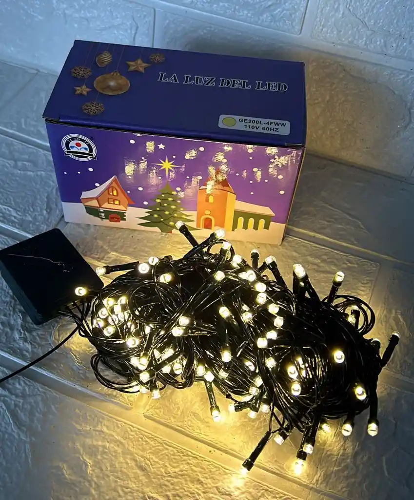 Luces De Navidad Lineal X200 Led Calida Sin Continuacion Cable Verde