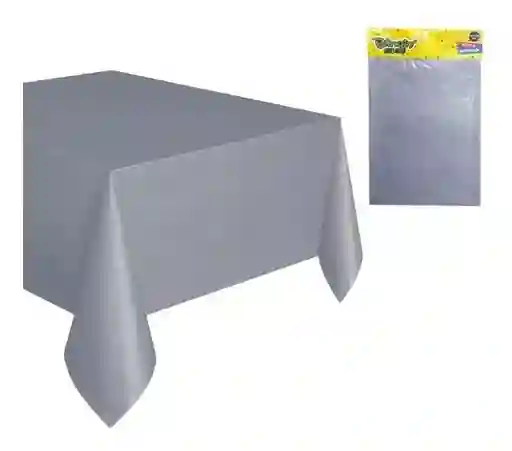 Mantel Plastico Tipo Tela Cumpleaños Fiesta 137*183 Gris