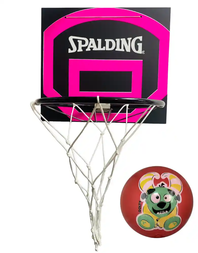 Tablero De Baloncesto + Aro + Malla + Pelota Golty En Caucho Fucsia