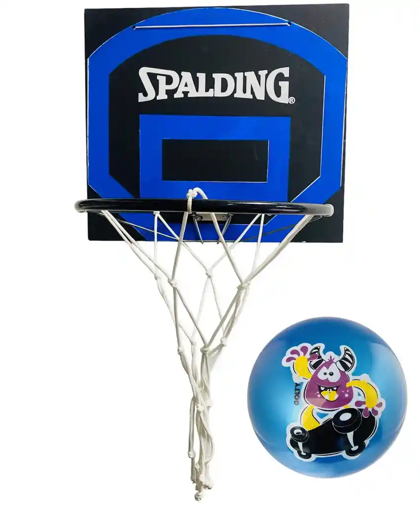 Tablero De Baloncesto + Aro + Malla + Pelota Golty En Caucho Azul