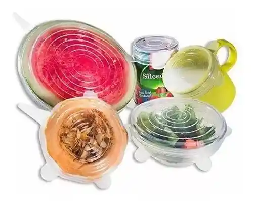 Tapas Silicona Ollas Recipientes Set X 6 Cocina Frutas