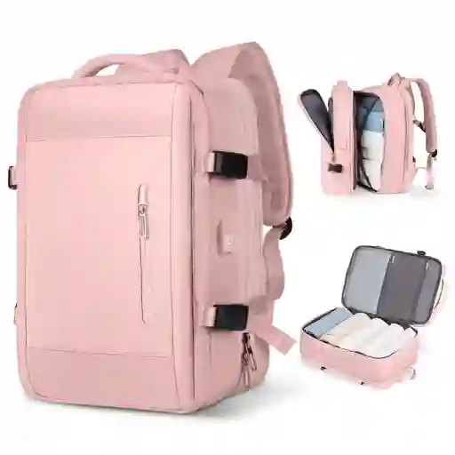 Morral Viaje Maleta De Mano Impermeable Expandible Dama Usb