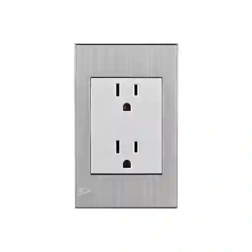 Toma Doble Incrustar Con Polo A Tierra Mercury Stainless