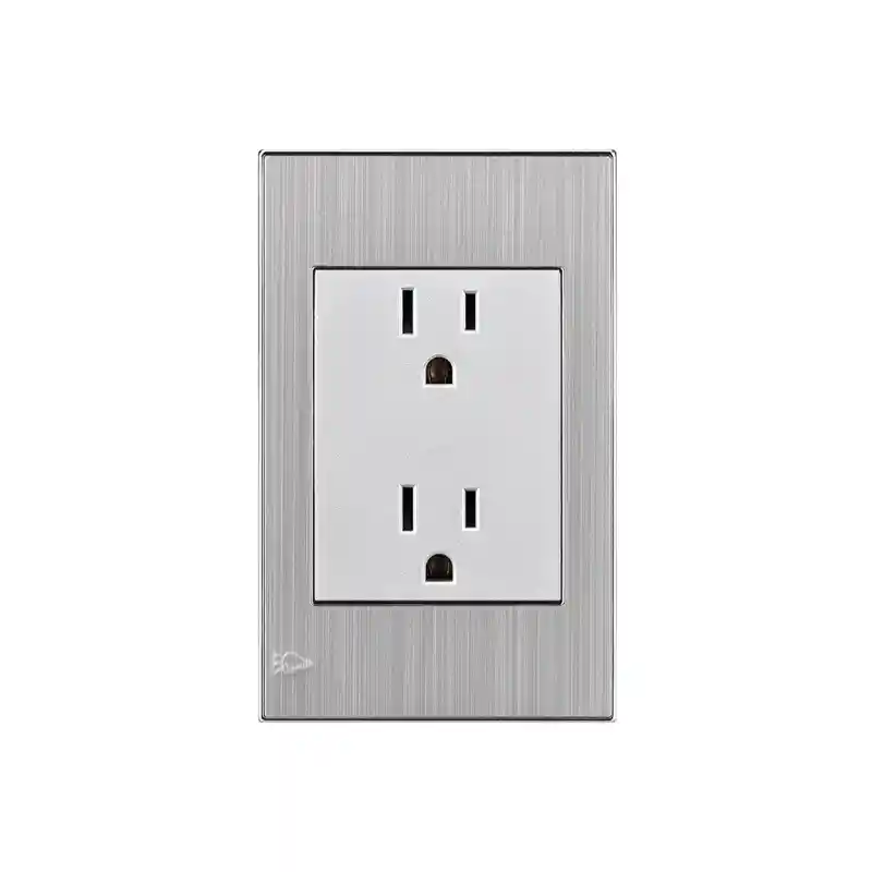 Toma Doble Incrustar Con Polo A Tierra Mercury Stainless