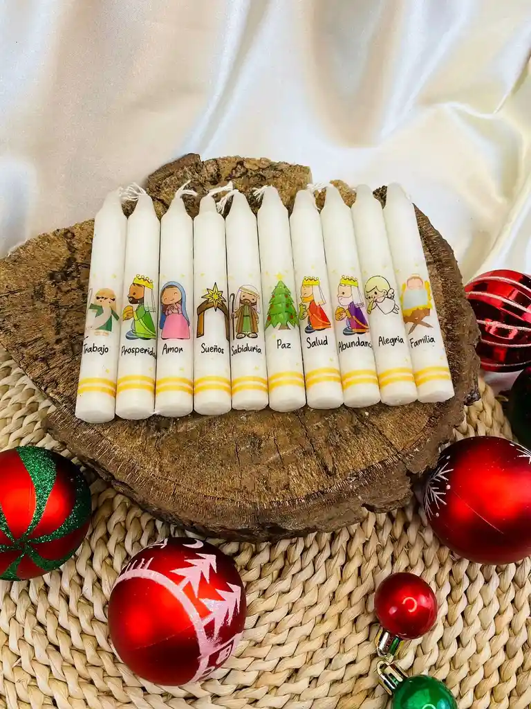 Velas De Navidad Decoradas Del Pesebre X10