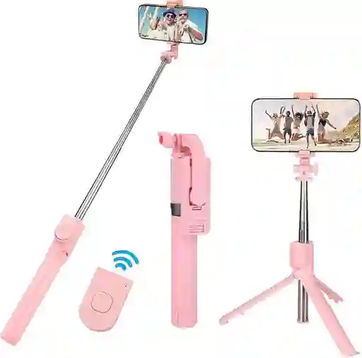 Selfie Bluetooth Con Trípode R1 S + Luz / Rotación 360° (rosado)