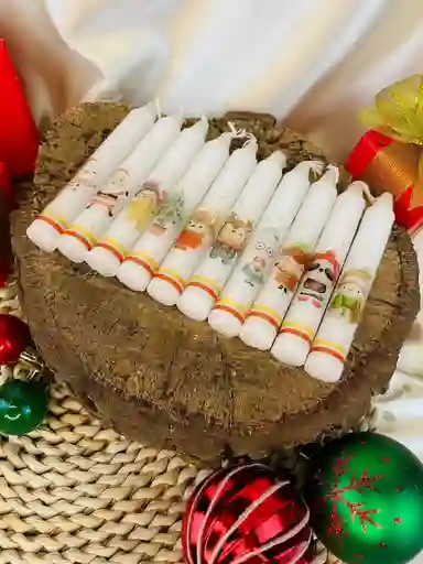 Velas De Navidad Decoradas, Muñecos Animados X10
